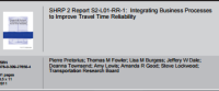 Image of SHRP 2 Report S2-L01-RR-1: Integrating Business Processes to Improve Travel Time Reliability