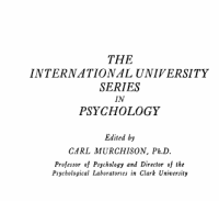 Image of THE INTERNATIONAL UNIVERSITY SERIES IN PSYCHOLOGY