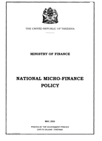 Image of NATIONAL MICRO FINANCE POLICY MINISTRY OF FINANCE, TANZANIA
