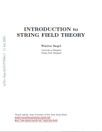 Image of INTRODUCTION to STRING FIELD THEORY