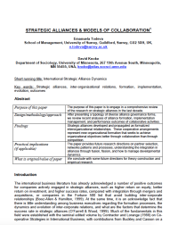 Image of STRATEGIC ALLIANCES & MODELS OF COLLABORATION1