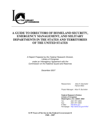 Image of A GUIDE TO DIRECTORS OF HOMELAND SECURITY, EMERGENCY MANAGEMENT, AND MILITARY DEPARTMENTS IN THE STATES AND TERRITORIES OF THE UNITED STATES