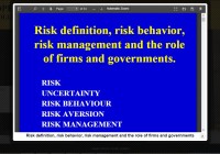 Image of Risk definition, risk behavior, risk management and the role of firms and governments